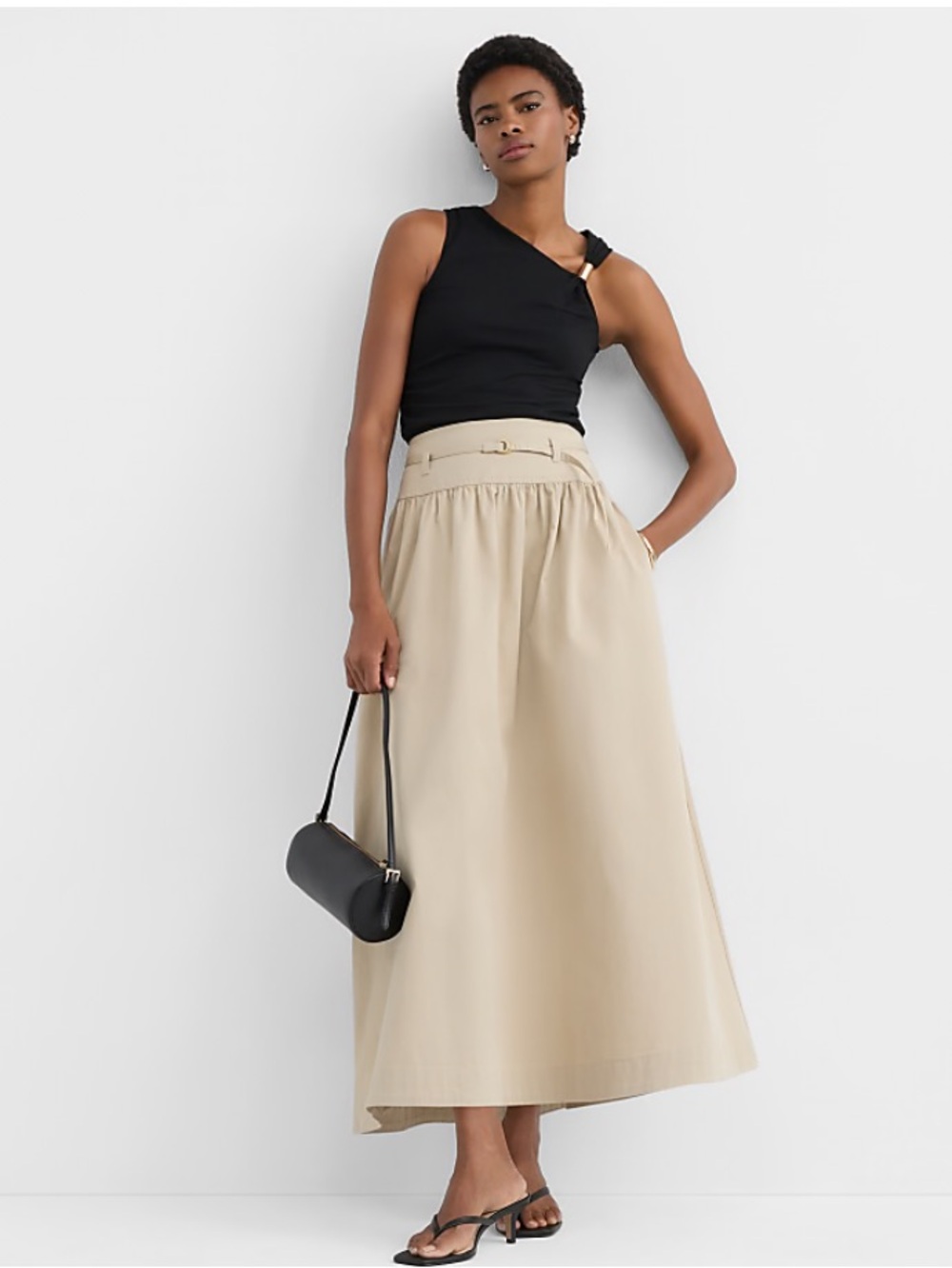 Khaki Tan Crisp Twill Maxi Skirt Pockets Size 10 NWOT - Picture 10 of 15